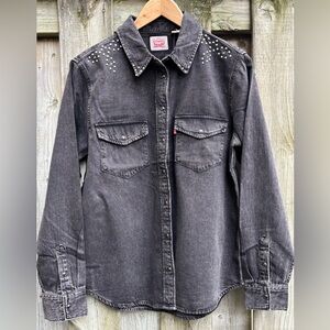 NWT Levi's Iconic Charcoal Black Denim Western Shirt